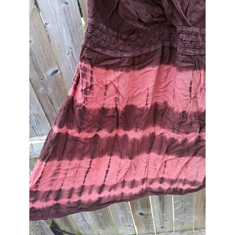 Boho Halter Dress Women's Size XL 14 Brown & Pink Ace Fashion - Picture 2 of 10